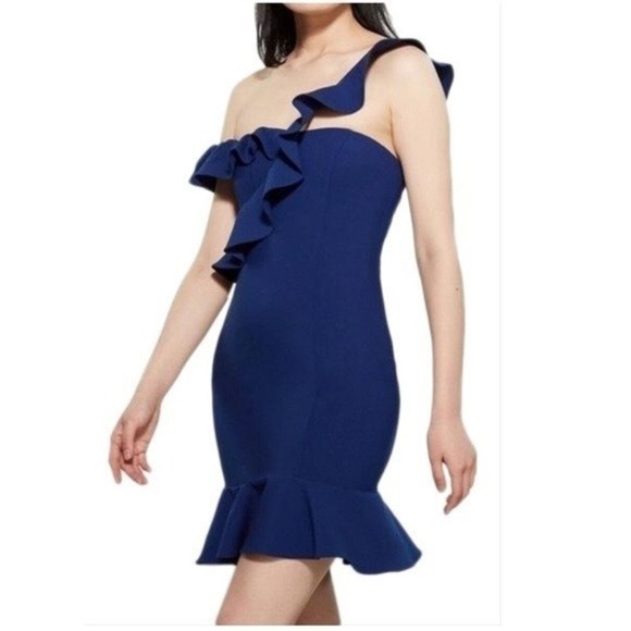 LIKELY Blue Ruffle Mini Cocktail Dress - Picture 6 of 16